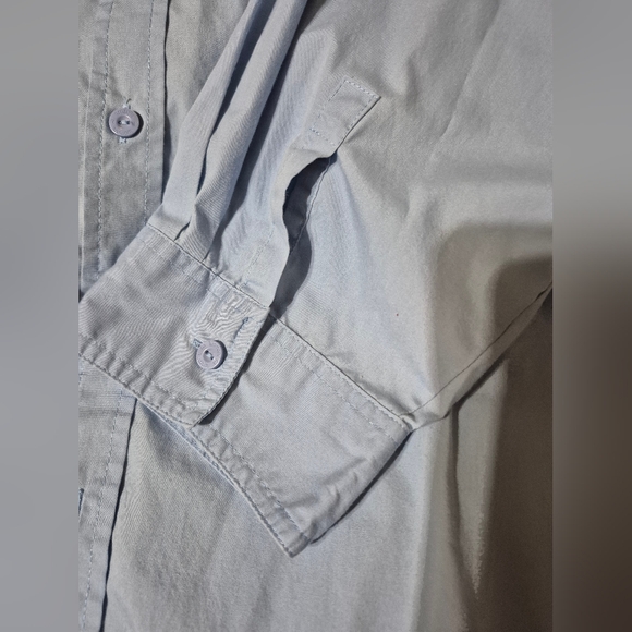 Woman Within 5X Long Sleeve Blue Button down Shirt with Collar - Picture 6 of 8